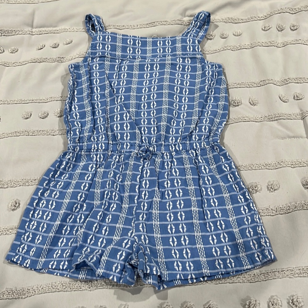 Blue and white romper